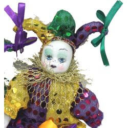 7in Tall x 3in Wide Mardi Gras Dolls with Sequins Accents