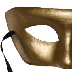 7in x 3.5in Gold Paper Mache Mask