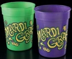 4in - 11oz Plastic Mardi Gras Cups Assorted Colors