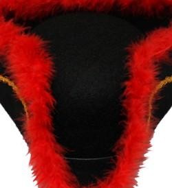 15in Black Tricorn Pirate Hat With Red Fur 