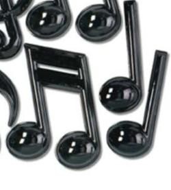 7 Piece 7in-13in-22in Black Plastic Musical Notes