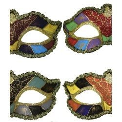 Paper Mache Masks: Assorted Color Block Venetian Masks
