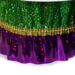 Purple, Green, and Gold Laser Mardi Gras Crinkle Ribbon