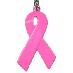2in Breast Cancer Awareness Metal Pink Ribbon Key Chains