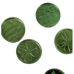 1 1/2in St Patrick's Day Metallic Green Plastic Doubloons/ Coins 