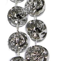 72in 16mm Metallic Silver  Rose Beads