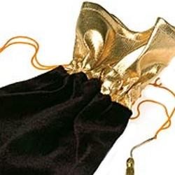 9 1/4in Tall Black/Gold Drawstring Gift/Jewelry Bag