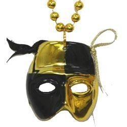 Black and Gold Checkered Mask Necklace