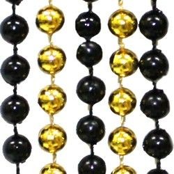 7mm 42in Black and Gold Beads