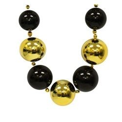Black and Gold Graduated Ball Necklace