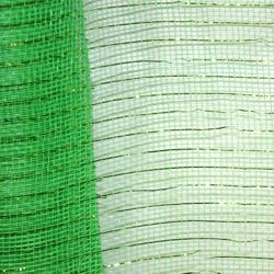 21in x 30ft Green Mesh Ribbon w/ Metallic Green Stripes