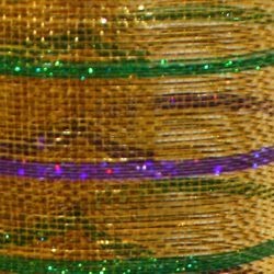 21in x 30ft Metallic Purple/ Green/ Gold Multi Stripe Mesh Ribbon