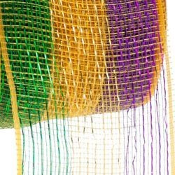 4in x 75ft Sinamay Metallic Purple/ Green/ Gold Band Mesh Ribbon/ Netting