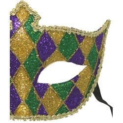 Paper Mache Masks: Purple, Green, and Gold Domino Patches
