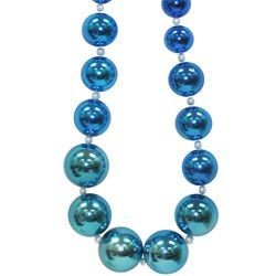 Graduated Blue (Faded) Metallic Round Ball Necklace