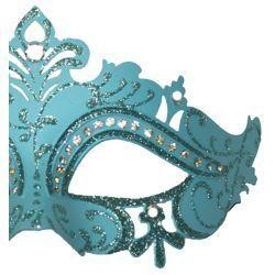 Venetian Masks: Light Blue Masquerade Eye Mask with Rhinestones