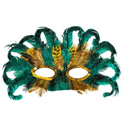 Assorted Colors Deluxe Mardi Gras Masquerade Feather Mask
