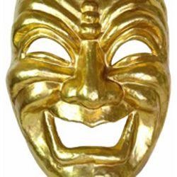 Jumbo Masks: Gold Paper Mache Comedy Venetian 