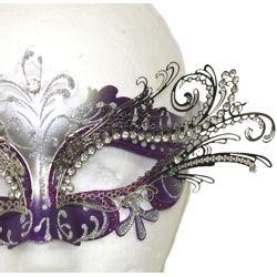 Venetian Masks: Purple and Silver with Silver Laser Cut Metal 