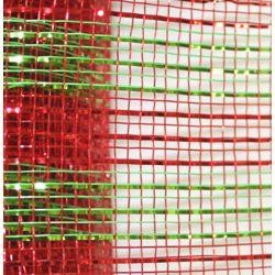21in x 30ft Sinamay Metallic Red/ Green Mesh Ribbon/ Netting