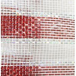 21in x 30ft Sinamay Metallic Red/ White Mesh Ribbon/ Netting