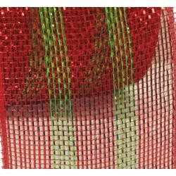 4in x 75ft Sinamay Metallic Red/ Green Color Mesh Ribbon/ Netting