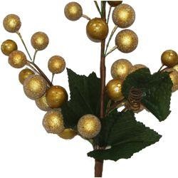 15in Tall x 8in Wide Glittered Gold Ball Bush