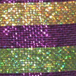 21in x 30ft Premium Mardi Gras Striped Metallic Mesh Ribbon