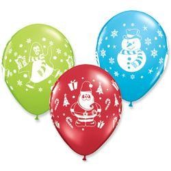 11in Christmas Novelty Assorted Latex Balloons