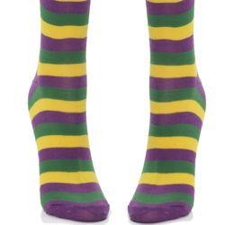 Mardi Gras Striped Socks Purple/Green/Yellow