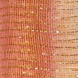 21in x 30ft Peach Mesh Ribbon/ Netting w/ Gold Metallic Stripes