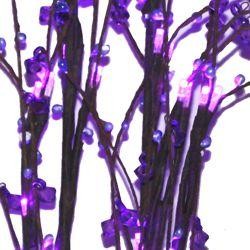 32in Tall Battery Operated Purple LED Light-up Branch w/ Acrylic Beads 