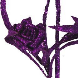 23in Tall Decorative Glittered Purple Roses Stem 