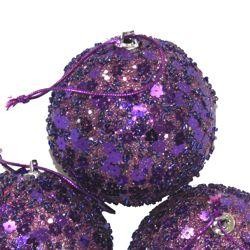 50mm Glittered Decorative Purple Ball Ornament