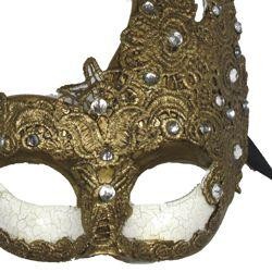 Silver and Dark Gold Macrame Masquerade Masks with Rhinestones