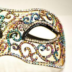 Multicolor AB Rhinestone Eye Masquerade Mask