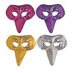 Assorted Colors Sequin Beak Masquerade Mask with Fabric Back