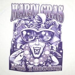 Mardi Gras Long Sleeve T-Shirt w/ Glittered Design Large Size