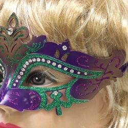 Purple, Green, and Gold Masquerade Mask With Rhinestones