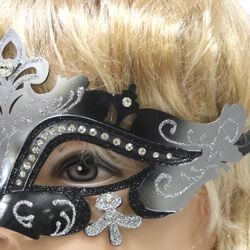 Black and Silver Masquerade Mask With Rhinestones