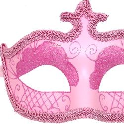 Light Pink Venetian Masquerade Mask With Glittery Scrollwork