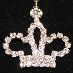 1 1/2in Long Silver Crown Rhinestone Earrings