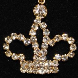 1 1/2in Long Gold Crown Rhinestone Earrings