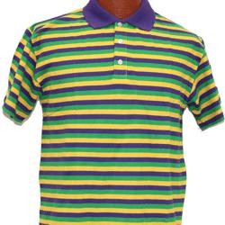Mardi Gras Style T-Shirt W/Short Sleeve/ Collar Large Size