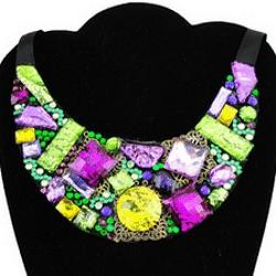 Ribbon Necklace DIY KIT Purple/ Green/ Gold Acrylic Pieces
