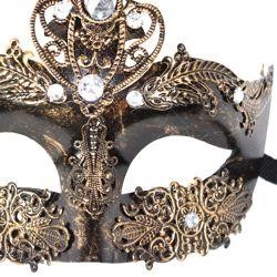 Venetian Masquerade Mask with Metal Laser Cut Decoration and with Rhinestones