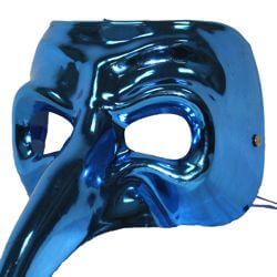 Blue Long Nose Plastic Masquerade Mask