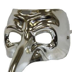 Silver Long Nose Plastic Masquerade Mask