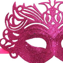 Glittered Plastic Hot Pink Face Masquerade Mask