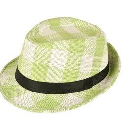 11in Long x 9in Wide Green and White Fedora Hat 
